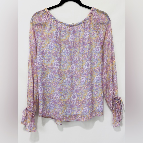 Ecru Theron Optional Off The Shoulder  Lilac Henna Floral Long Sleeve Bl… - Picture 3 of 8